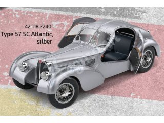 SOLIDO 421182240 1:18 Bugatti Atlantic Type 57 SC, silber, Die-cast, Fensterkarton mit Kunststoffsockel