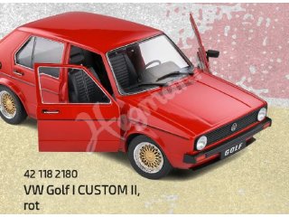 SOLIDO 421182180 1:18 VW Golf I CUSTOM II, rot, Die-cast, Fensterkarton mit Kunststoffsockel