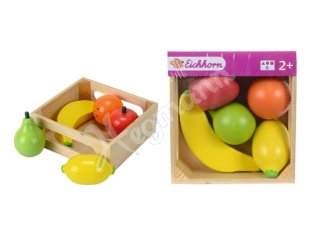 5 Früchte aus Holz in Holzbox ca. 12,5 x 13 x 5 cm