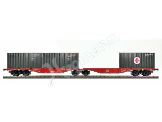 A.C.M.E. AC90165 H0 1:87 Gelenk-Containertragwagen Bauart Sggrss 80 beladen mit 3 Bundeswehrcontainern, Vedes-MC exklusiv