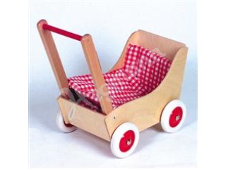 Puppenwagen aus Holz mit weissen Vollgummirädern und ...