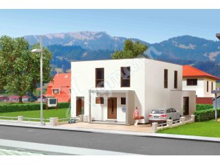 H0 Kubushaus Lina mit Terrasse - Polyplate Bausatz